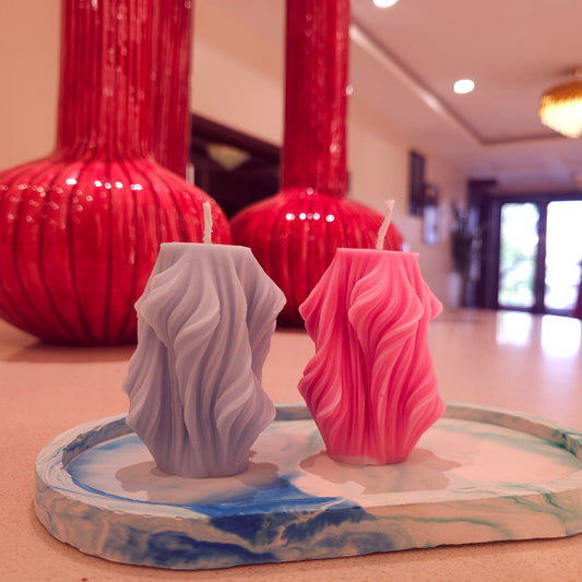 Spiral Pillar Candle Set of 2