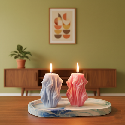 Spiral Pillar Candle Set of 2