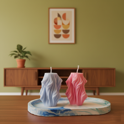 Spiral Pillar Candle Set of 2