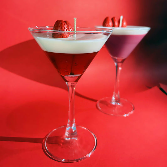 Strawberry Cocktail Glass Candle